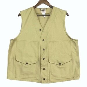 Vintage Filson Men's Tan Canvas Utility Vest Sz L 42 Fishing Hunting Made in USA